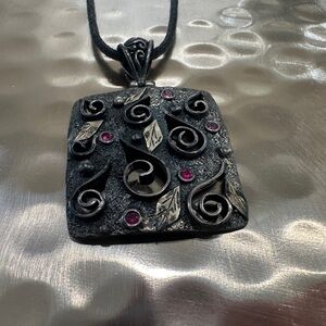 Elegant Oxidized Silver Pendant Necklace